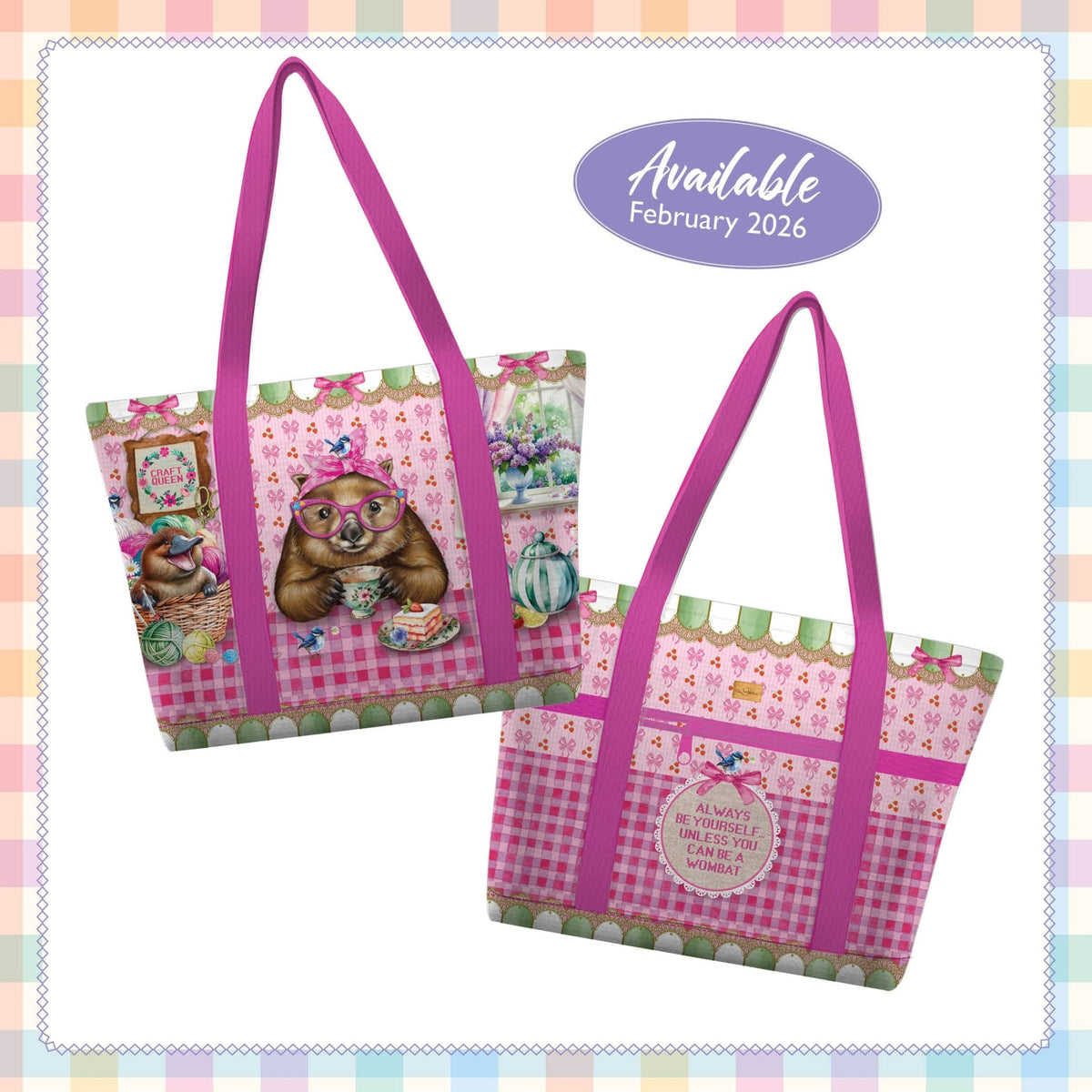 Lisa Pollock Large Tote Cooler Bag - Wonda Wombat - LTC15 - Mooroolbark Wool