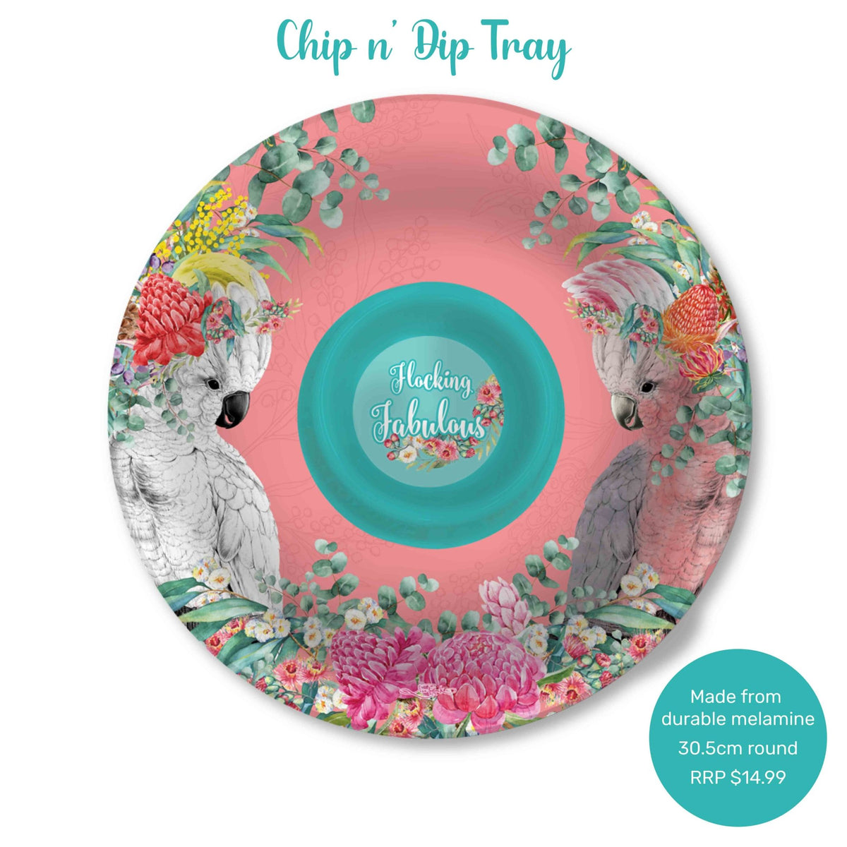 Lisa Pollock Melamine Chip n Dip Serving Tray Flocking Fabulous MCDT02      X - Mooroolbark Wool