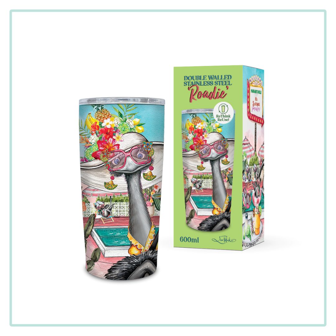 Lisa Pollock Roadie Travel Mug Feathered Friends SSRM38 - Mooroolbark Wool