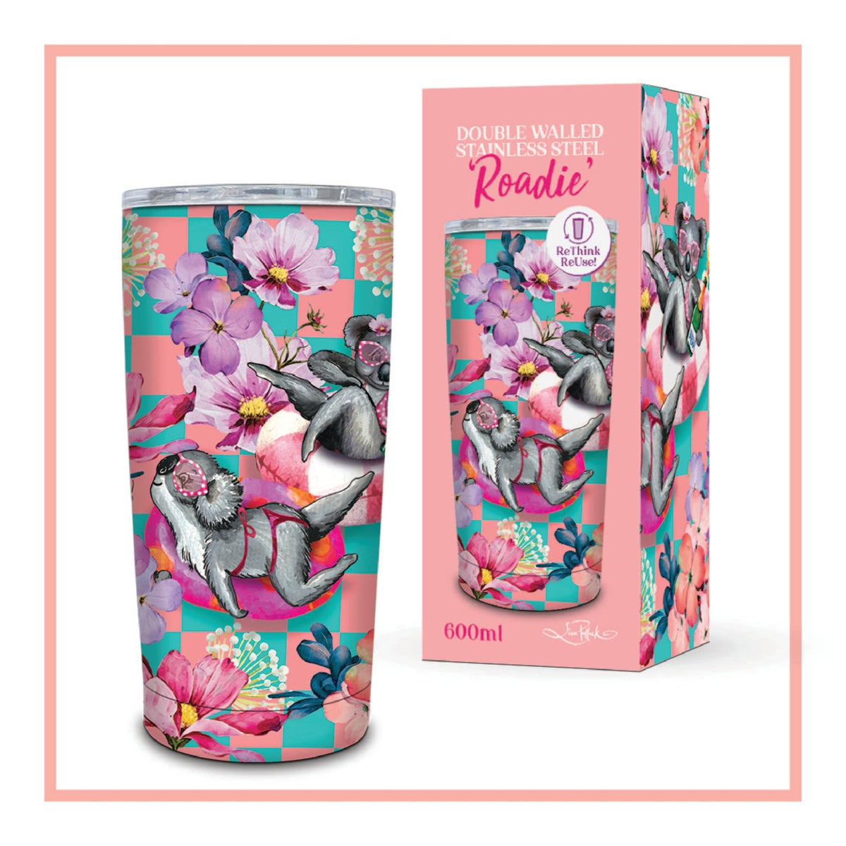 Lisa Pollock Roadie Travel Mug Koala Pool Party SSRM30 - Mooroolbark Wool