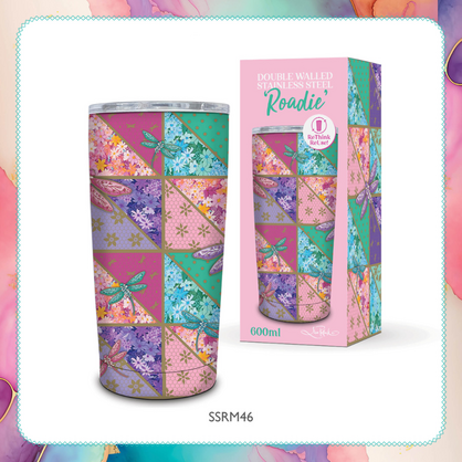 Lisa Pollock Roadie Travel Mug Pretty Patchwork SSRM46 - Mooroolbark Wool