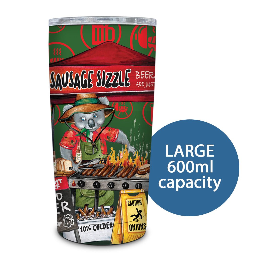 Lisa Pollock Roadie Travel Mug Sausage Sizzle SSRM23 - Mooroolbark Wool