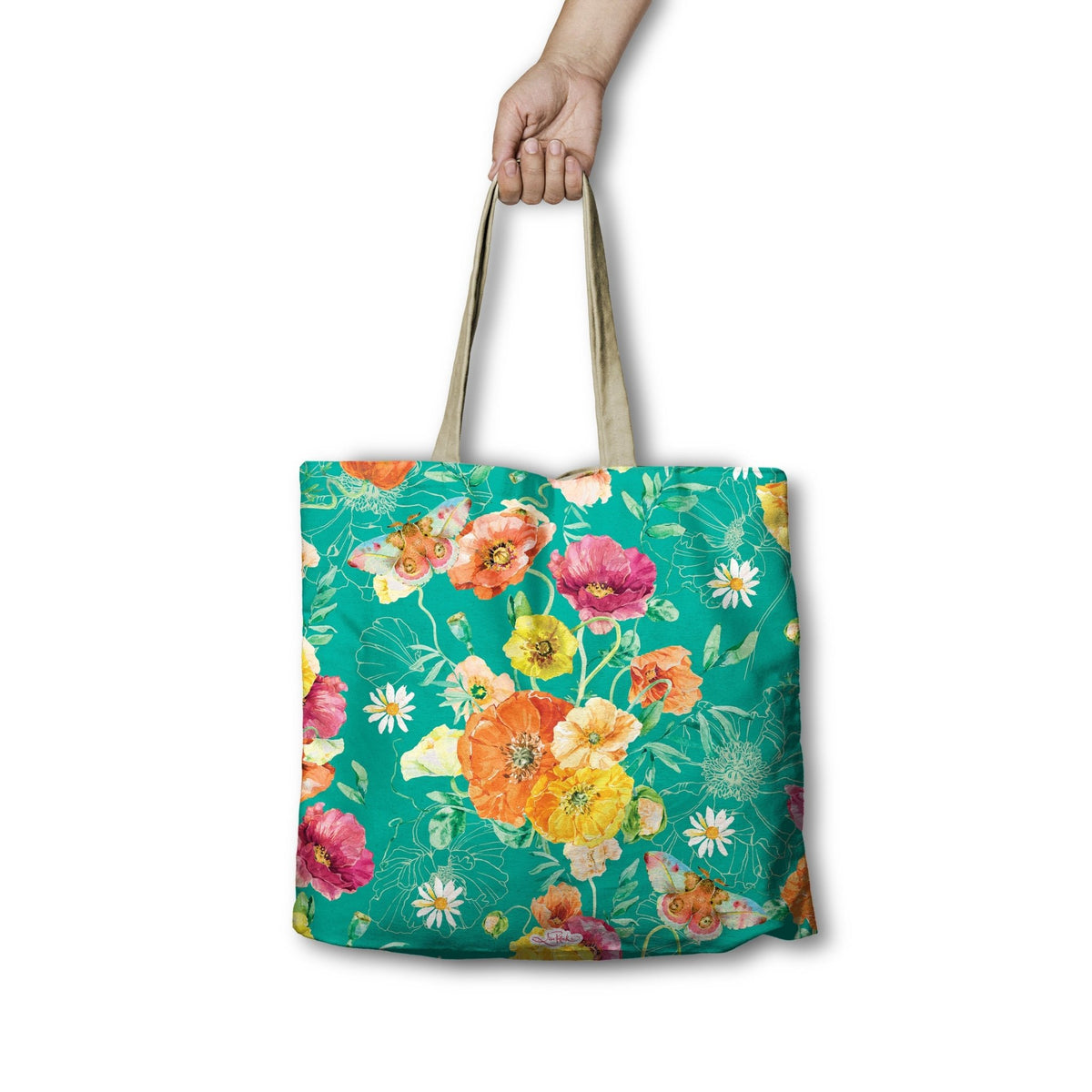 Lisa Pollock Shopping Bag Bright Poppies RSB66      X disc - Mooroolbark Wool