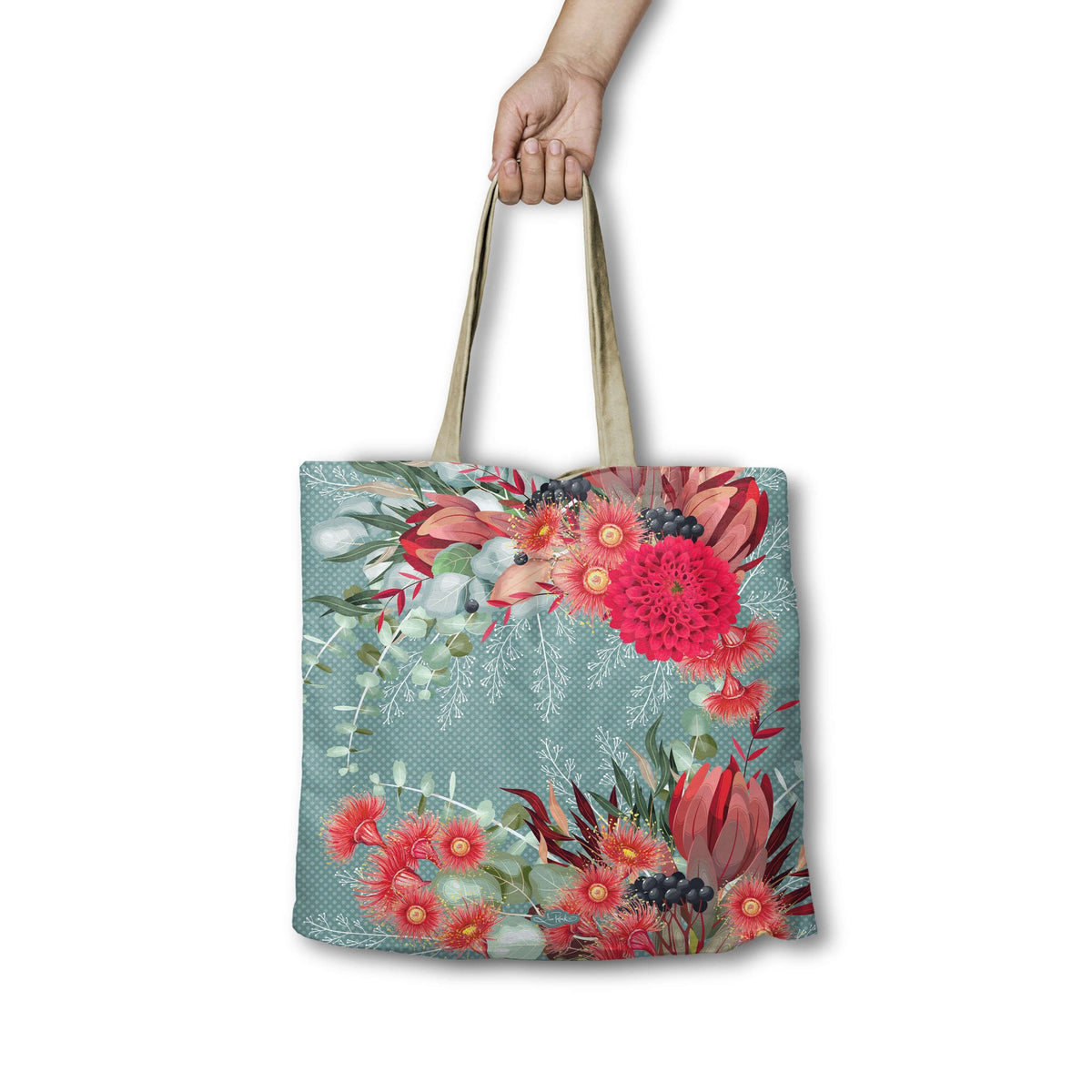 Lisa Pollock Shopping Bag Festive Bouquet RSB63 - Mooroolbark Wool