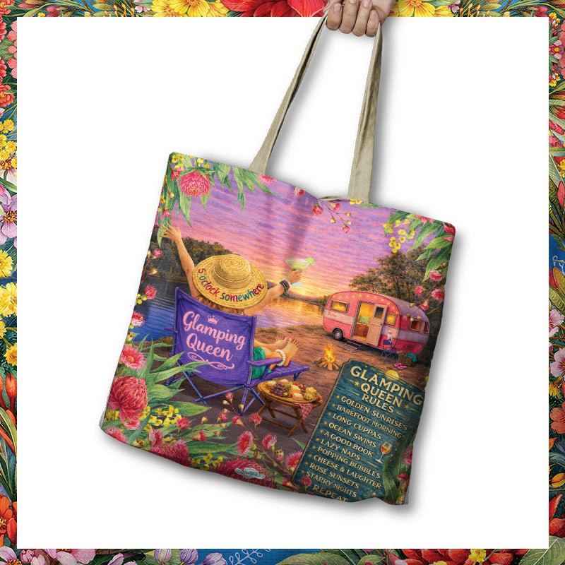 Lisa Pollock Shopping Bag - Glamping Queen Rules - RSB119 - Mooroolbark Wool