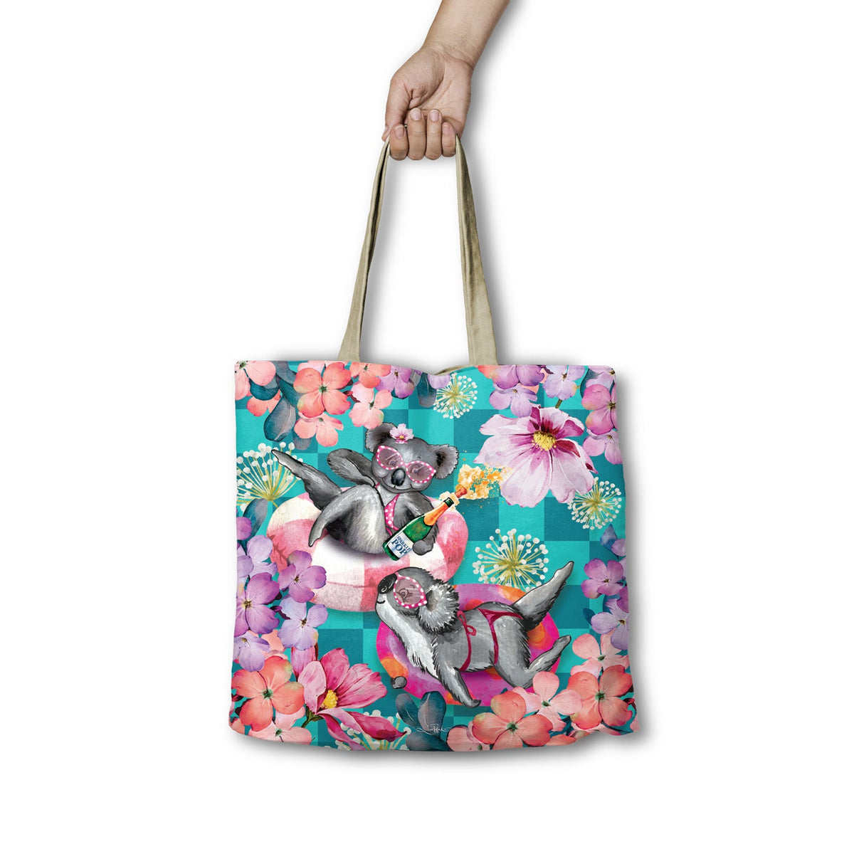 Lisa Pollock Shopping Bag Koala Pool Party RSB90       X disc - Mooroolbark Wool