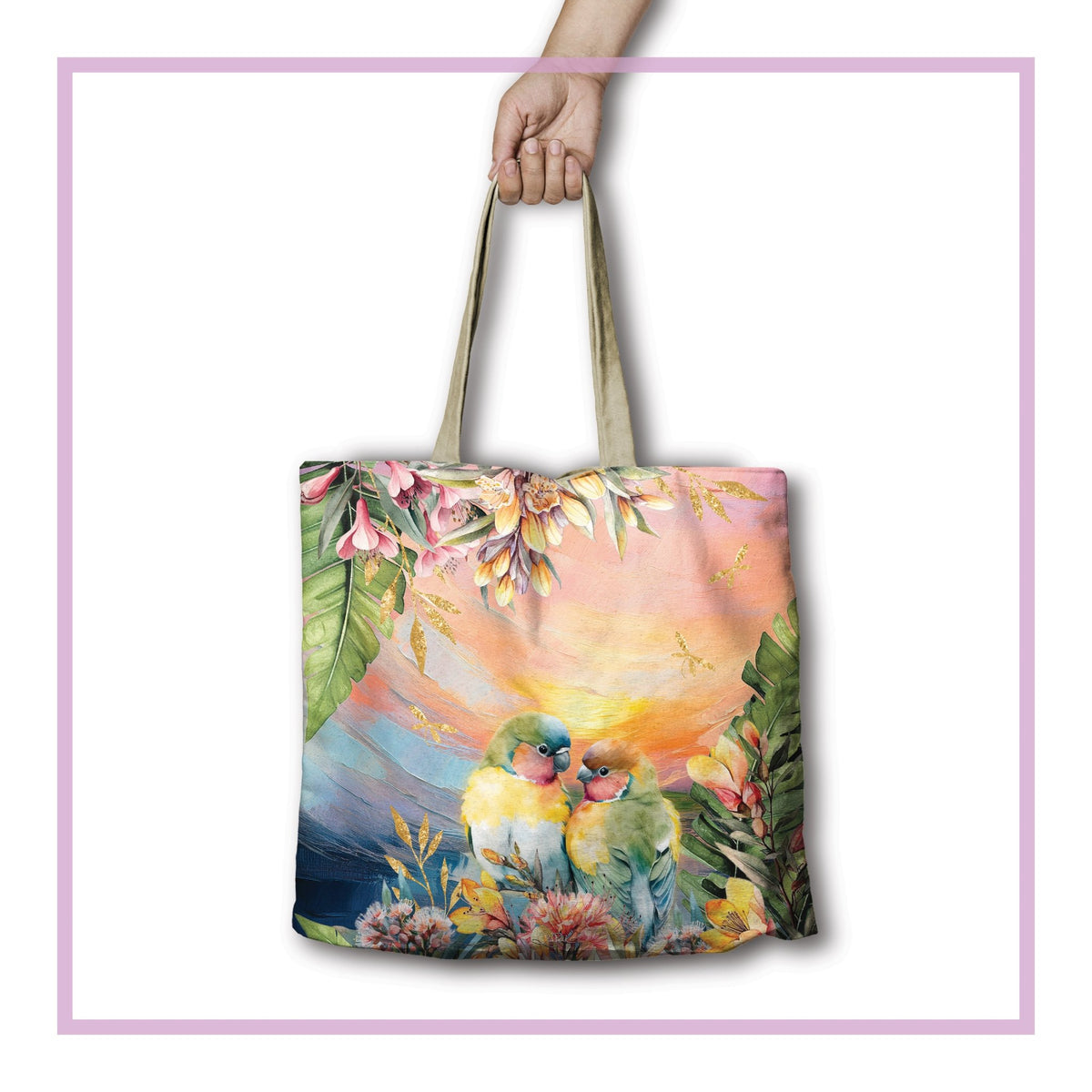 Lisa Pollock Shopping Bag - Love Bird Sunset RSB98 - Mooroolbark Wool