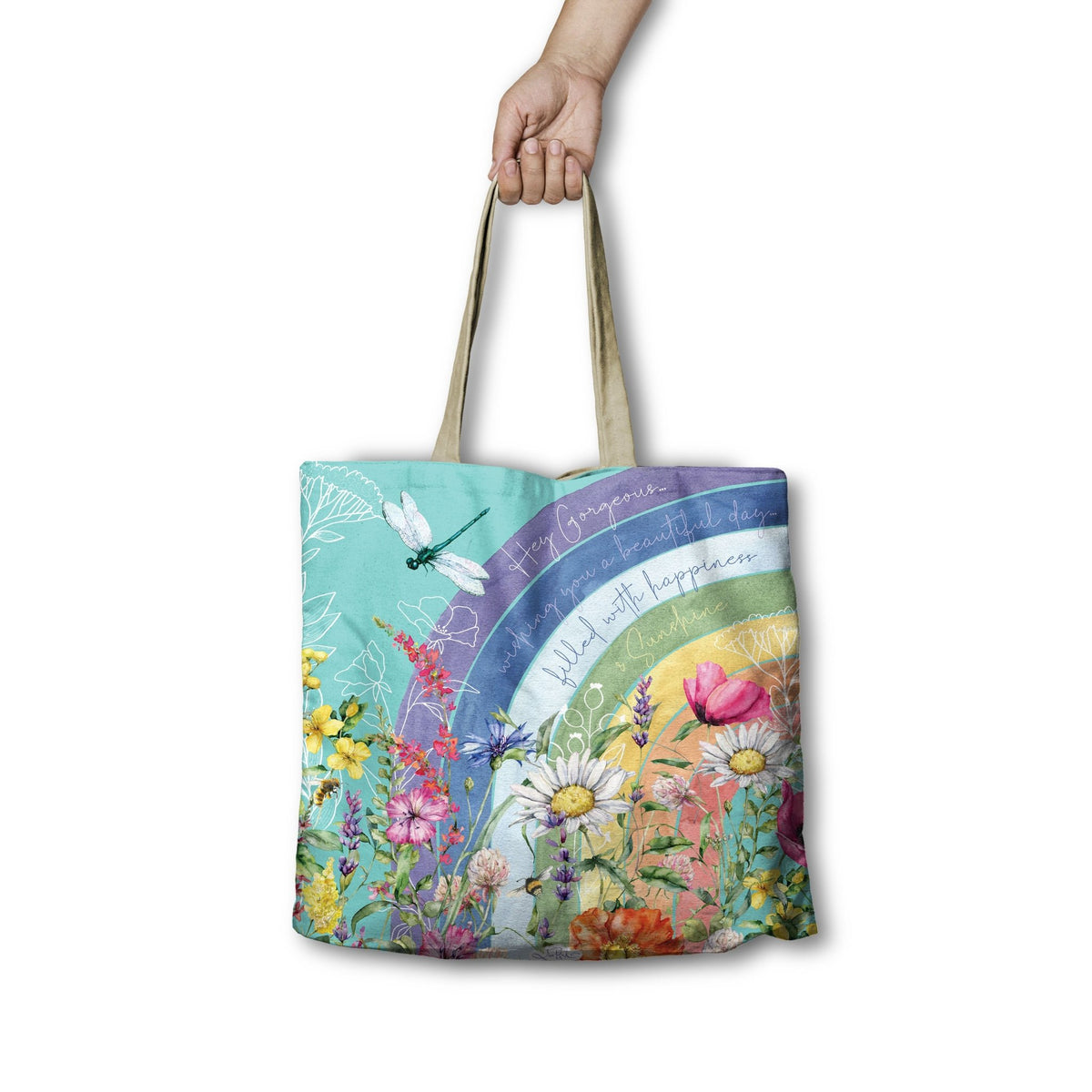 Lisa Pollock Shopping Bag Rainbow Wildflowers RSB71       X disc - Mooroolbark Wool