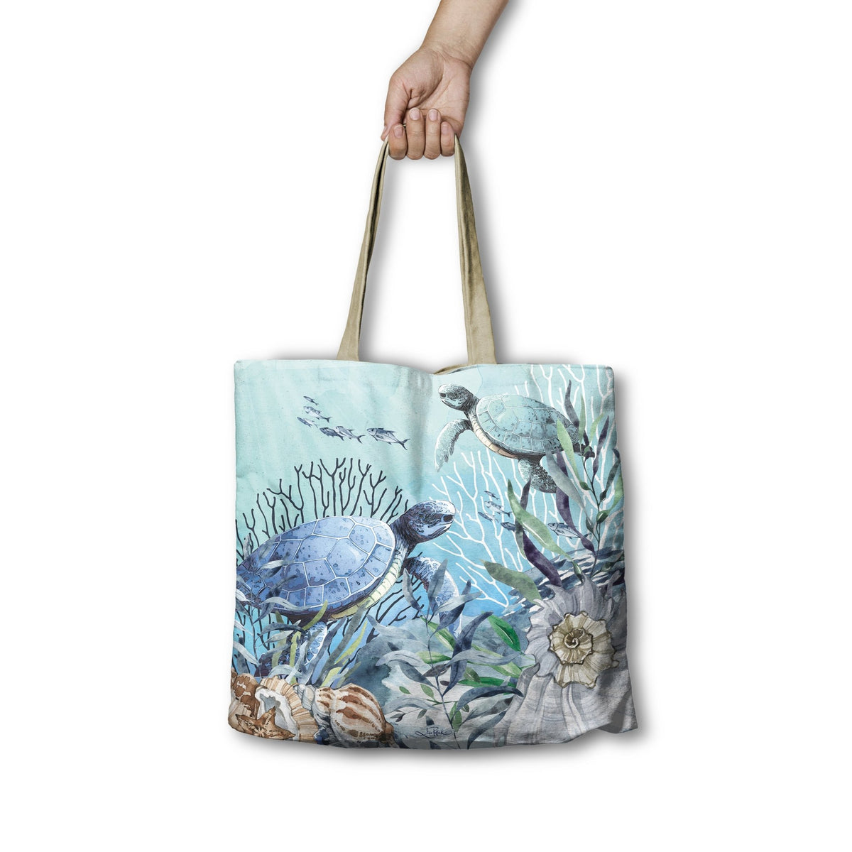 Lisa Pollock Shopping Bag - Reef Turtles RSB96 - Mooroolbark Wool