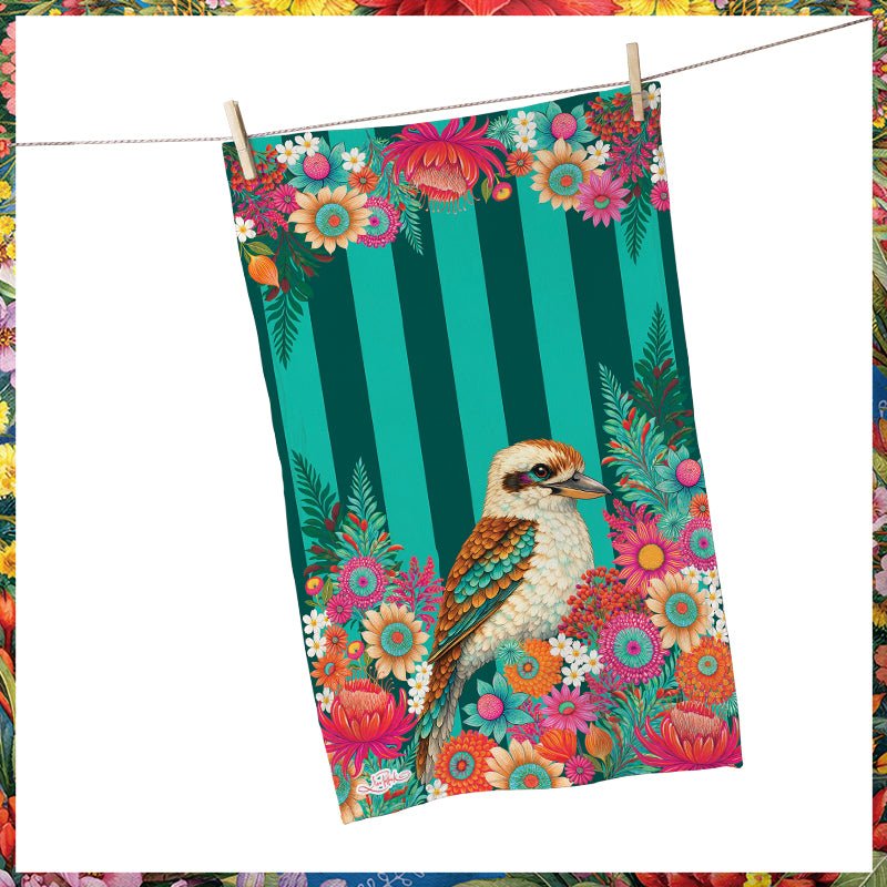 Lisa Pollock Tea Towel - Brilliant Kookaburra - TT40 - Mooroolbark Wool