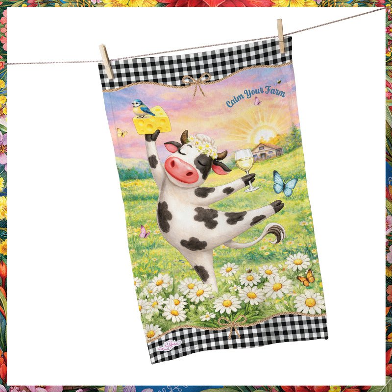 Lisa Pollock Tea Towel - Calm your Farm - TT41 - Mooroolbark Wool