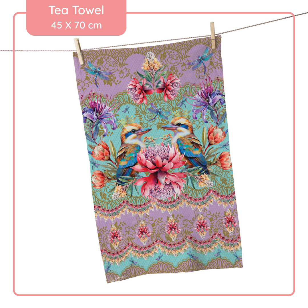 Lisa Pollock Tea Towel - Vintage Kookas - TT28 - Mooroolbark Wool