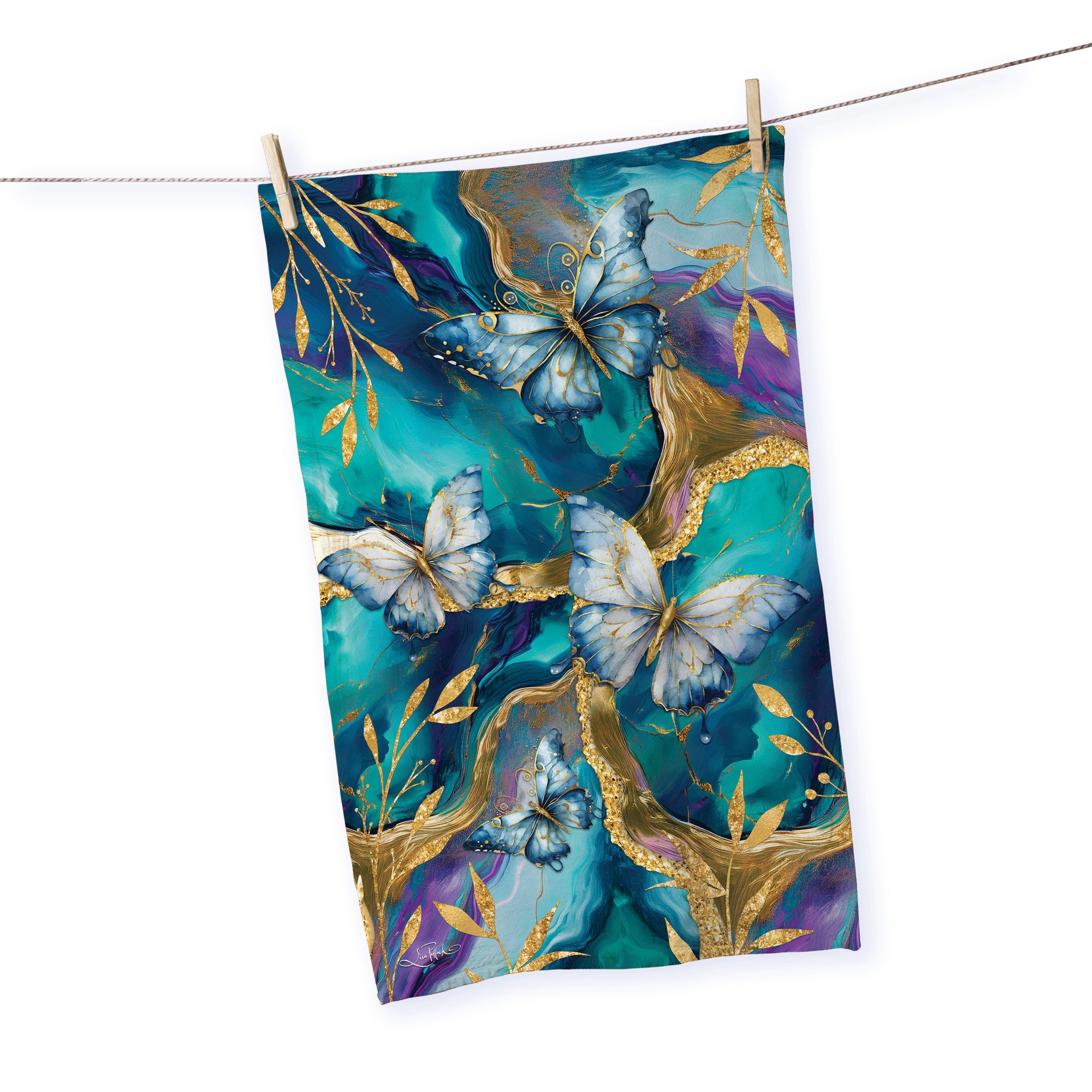 Lisa Pollock Tea Towel - Tranquil Butterflies - TT26