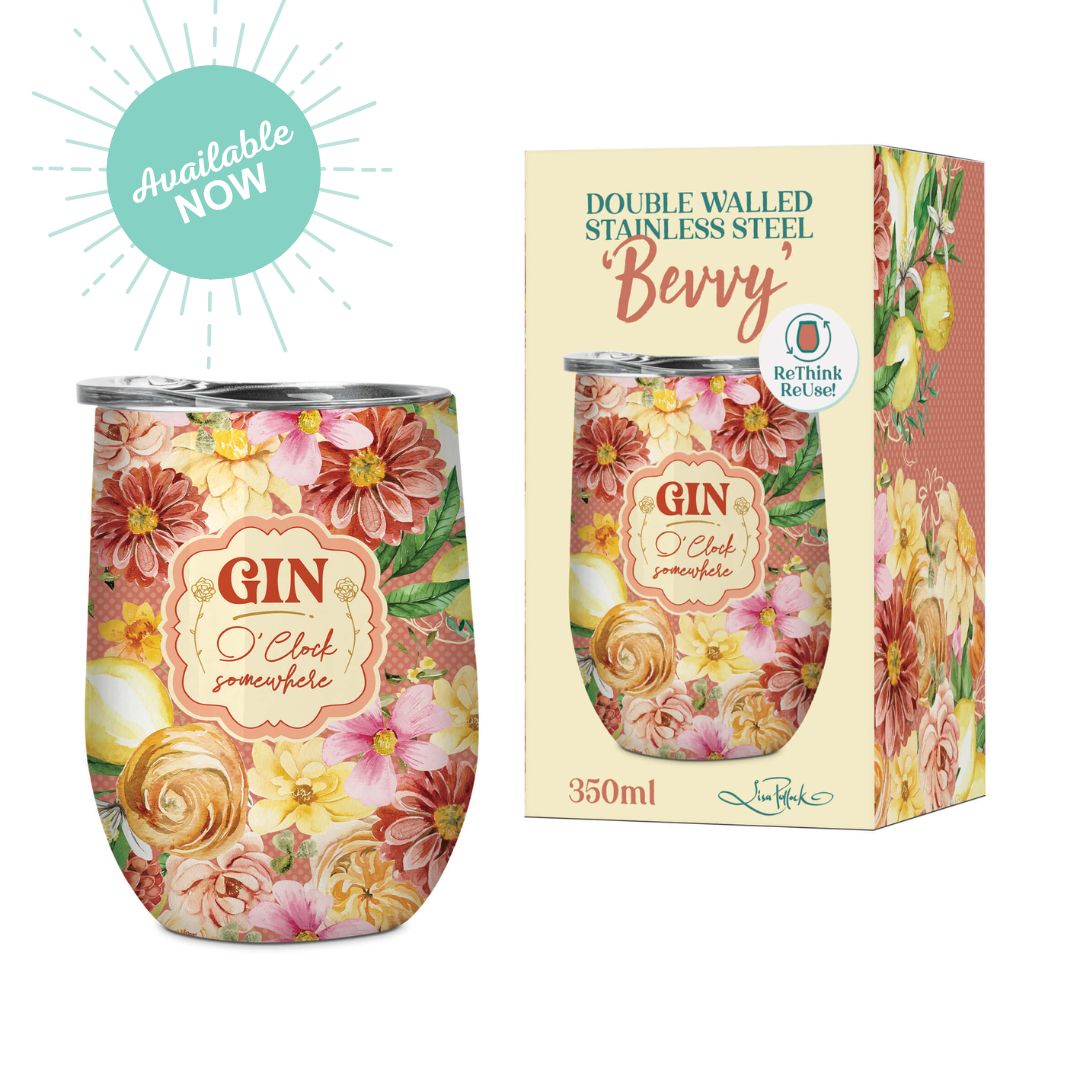 Lisa Pollock Bevvy Travel Mug 350ml-Gin O'Clock SSB014