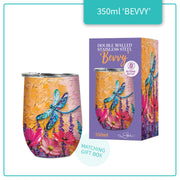 Lisa Pollock Bevvy Travel Mug 350ml-Playful Dragonflies SSB029