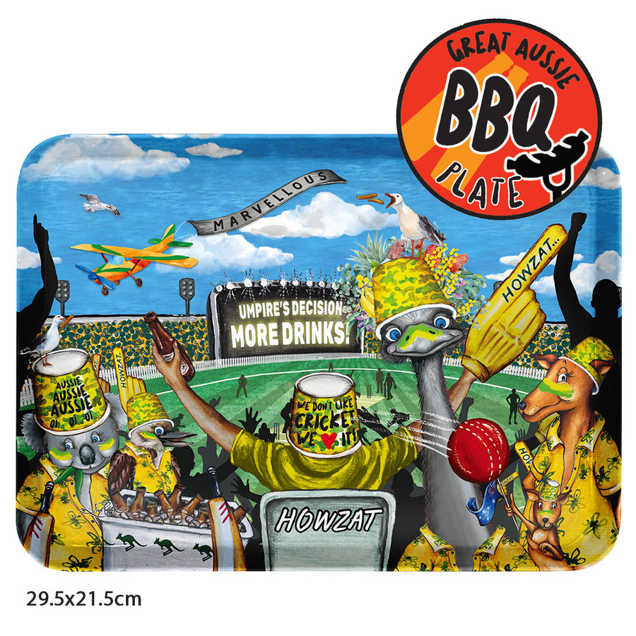 Lisa Pollock Melamine BBQ Tray Cricket MBQT04