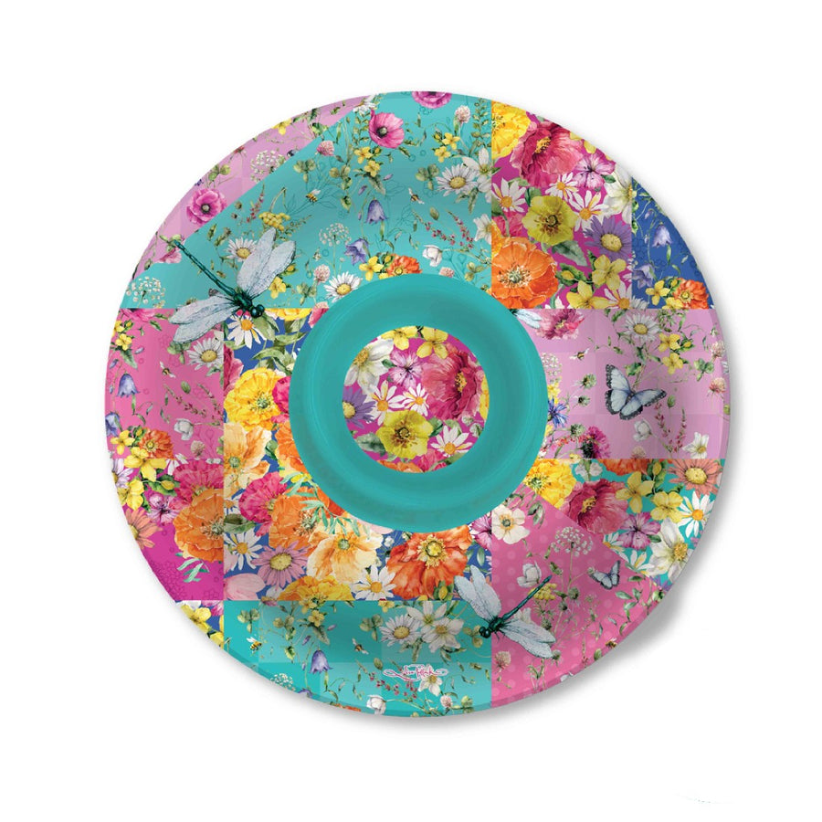 Lisa Pollock Melamine Chip _n Dip Serving Tray Wildflower Patch MCDT04