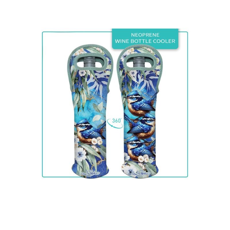 Lisa Pollock - Wine Bottle Cooler Cheeky Wrens WBC42   X disc - Mooroolbark Wool