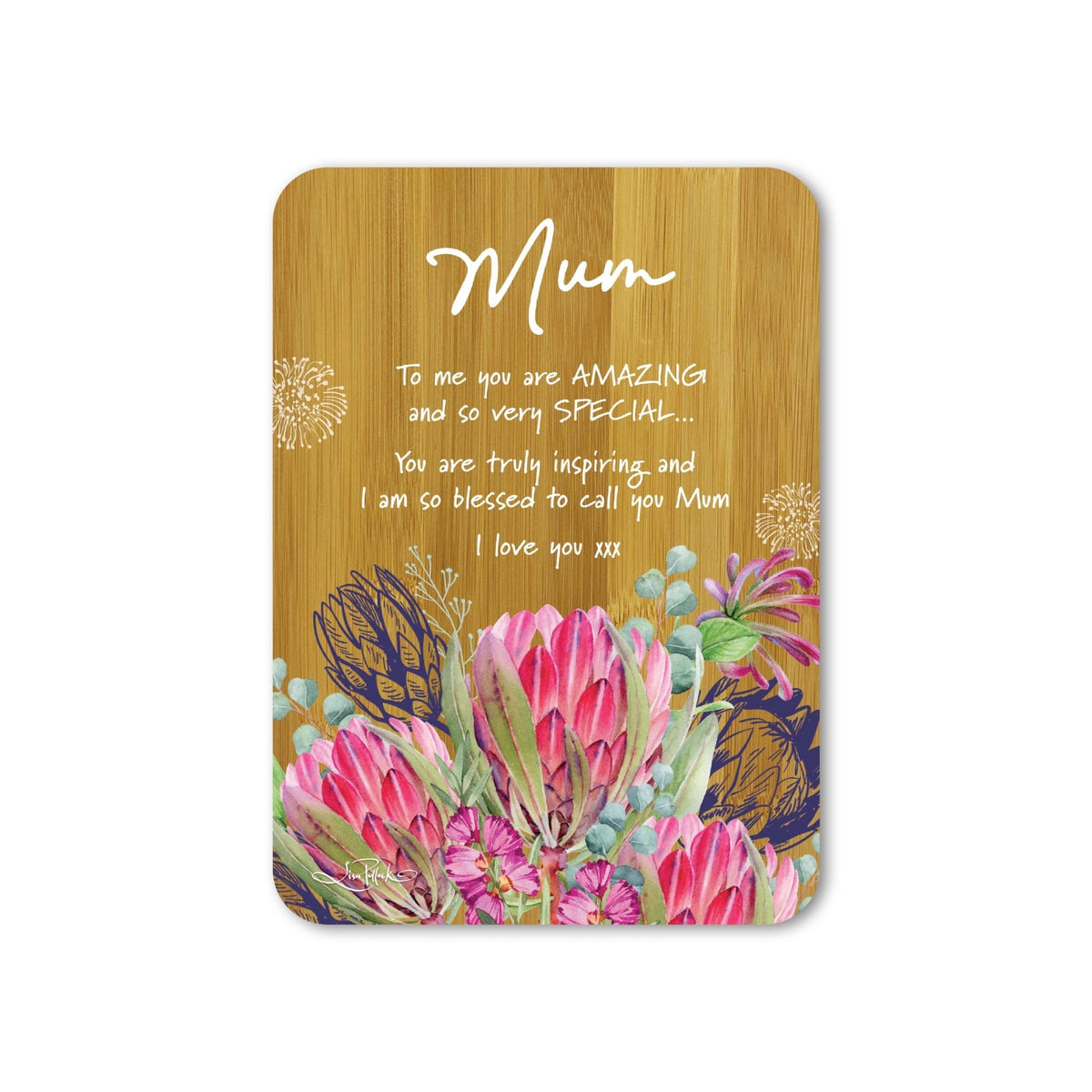 Lisa Pollock Wooden Plaque Mum Blush Beauty BAP70 - Mooroolbark Wool