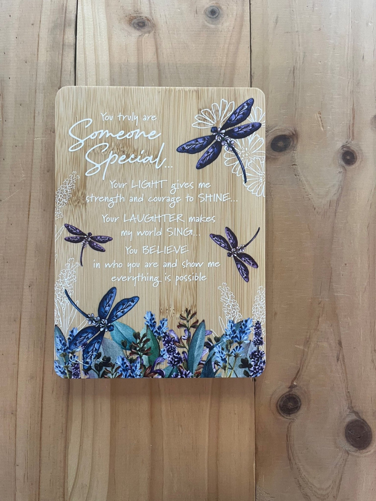 Lisa Pollock Wooden Plaque Someone Special Lavender Dragonflies BAP61 - Mooroolbark Wool