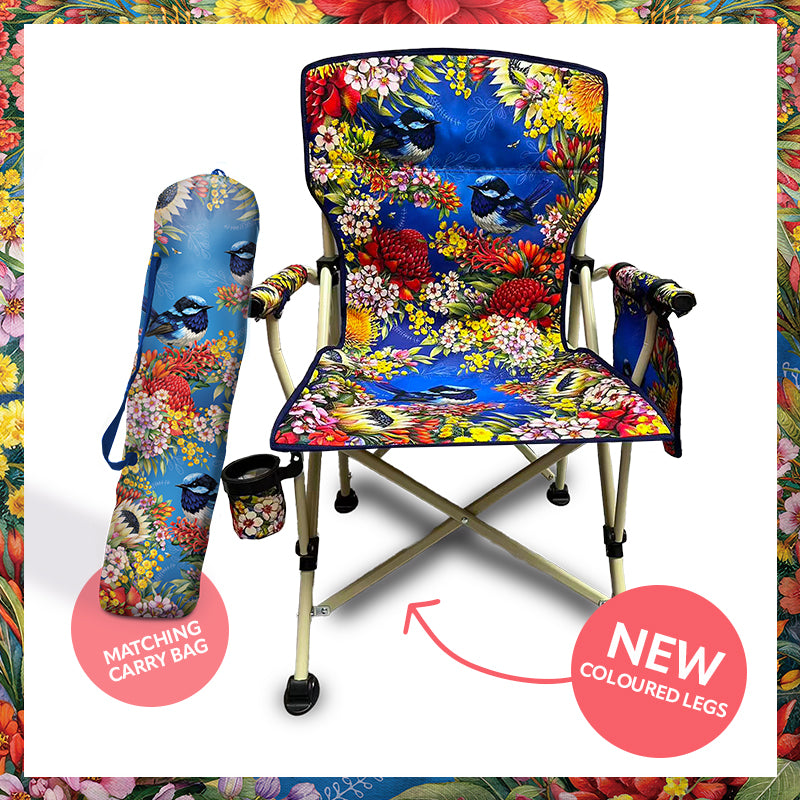 Lisa Pollock Camping Chair floral fairy wrens - chair12