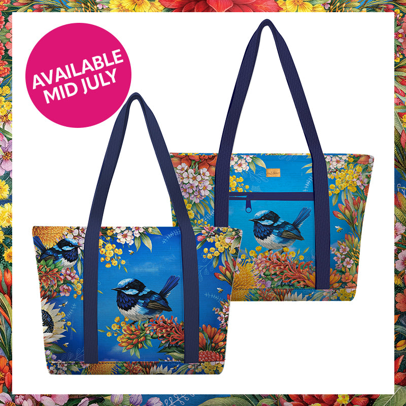 Lisa Pollock Large Tote Cooler Bag - Floral Fairy Wrens LTC18