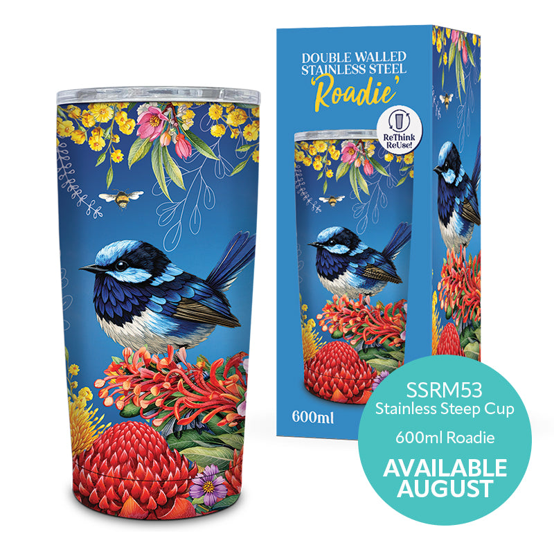 Lisa Pollock Roadie Travel Mug floral fairy wrens - ssrm53