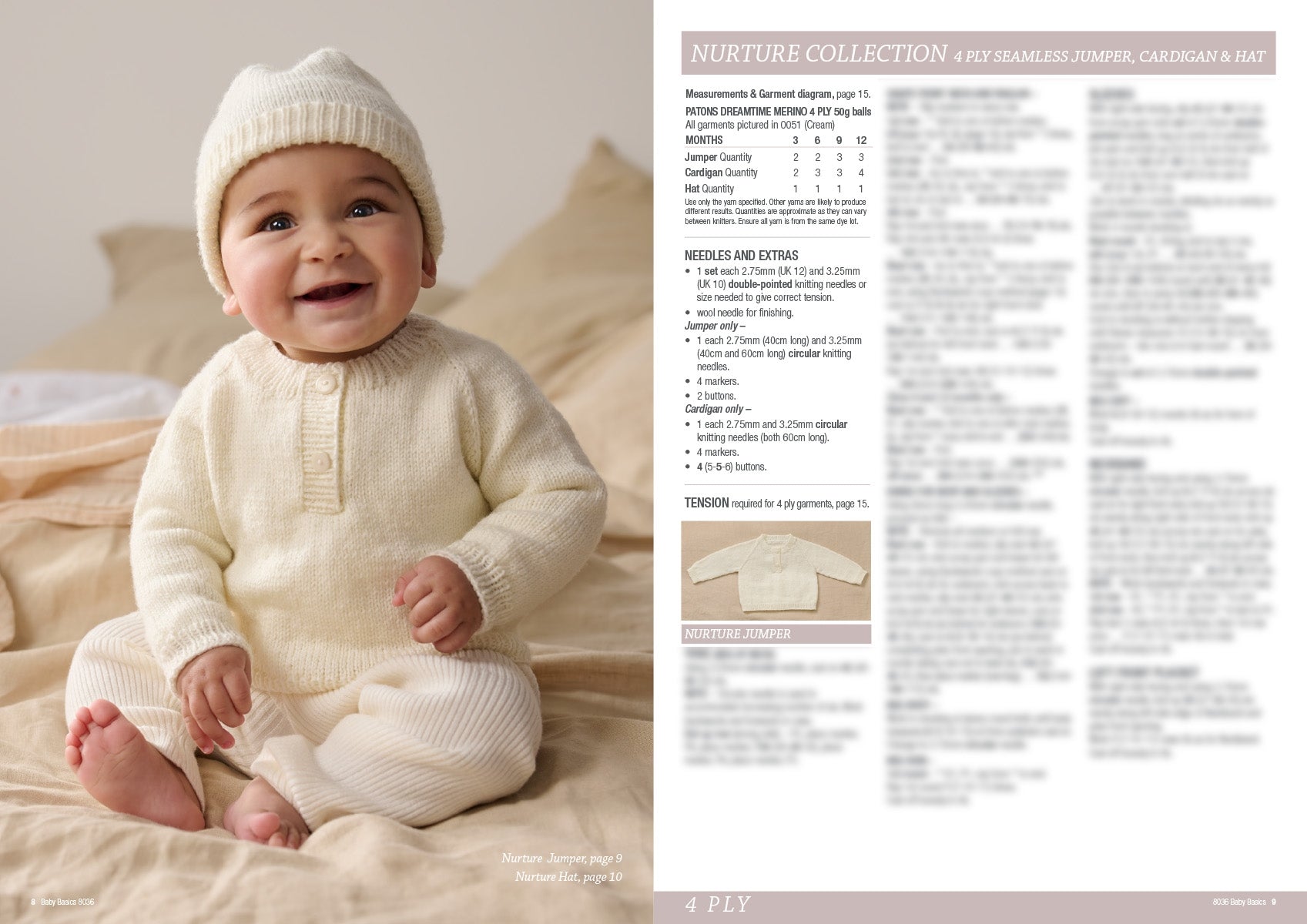 Booklet 8036 - Patons Baby Basics 4 ply & 8 ply