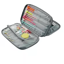 Multi Use Knitting Needle Case - Grey with white leaves - Mooroolbark Wool