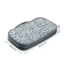 Multi Use Knitting Needle Case - Grey with white leaves - Mooroolbark Wool