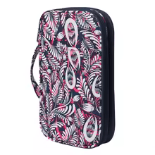 Multi Use Knitting Needle Case - Navy with white leaves - Mooroolbark Wool