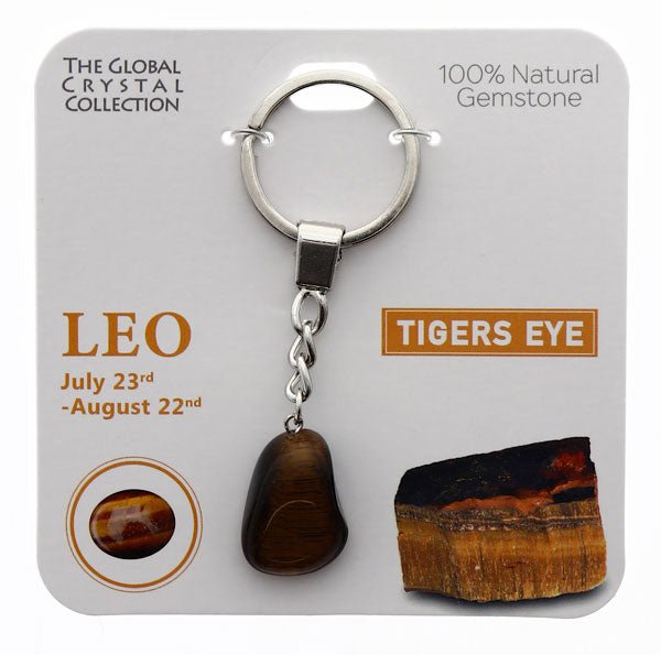 Natural Gemstones Keyring - Leo MBS015 - Mooroolbark Wool