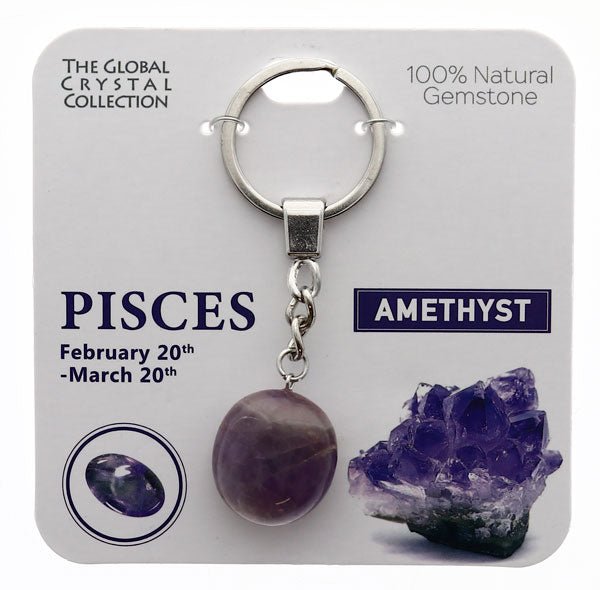 Natural Gemstones Keyring - Pisces MBS036 - Mooroolbark Wool