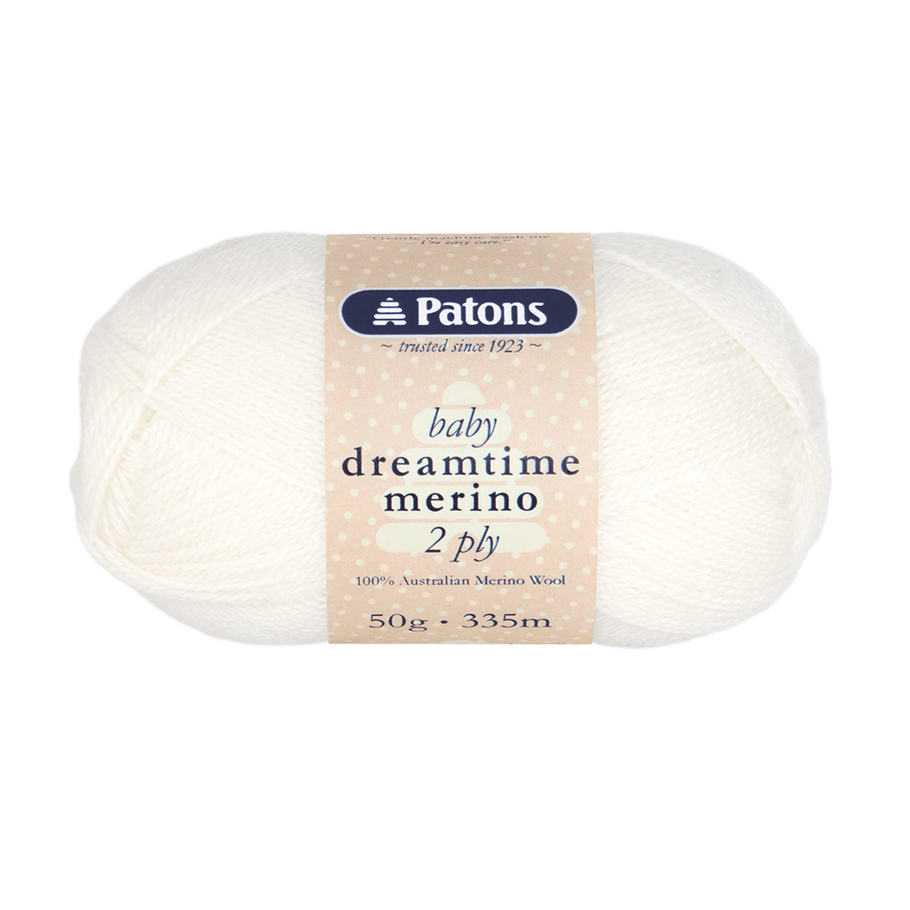 Patons Baby Dreamtime Merino 2 ply 0049 - White - Mooroolbark Wool