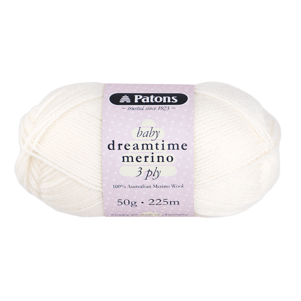Patons Baby Dreamtime  Merino 3 ply 0049 - White - Mooroolbark Wool
