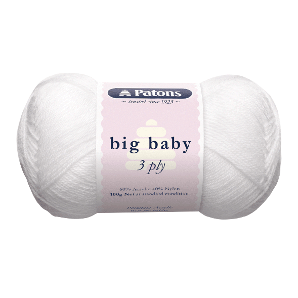 Patons Big Baby 3 Ply 2540 - White - Mooroolbark Wool