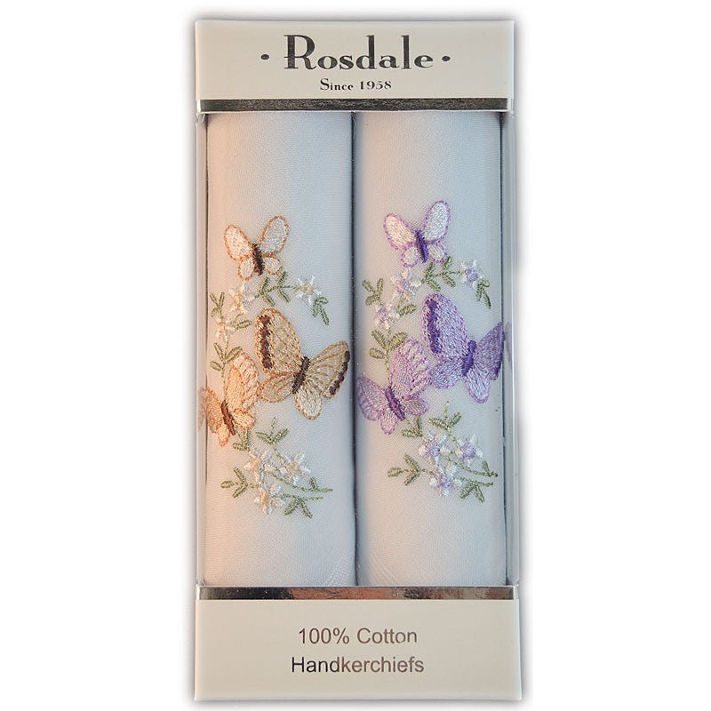 Rosdale Ladies Embroidered Boxed Handkerchiefs - L597B - Mooroolbark Wool