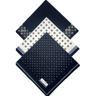 Rosdale Men's Armando Caruso Handkerchiefs M343C - Navy with border - Mooroolbark Wool