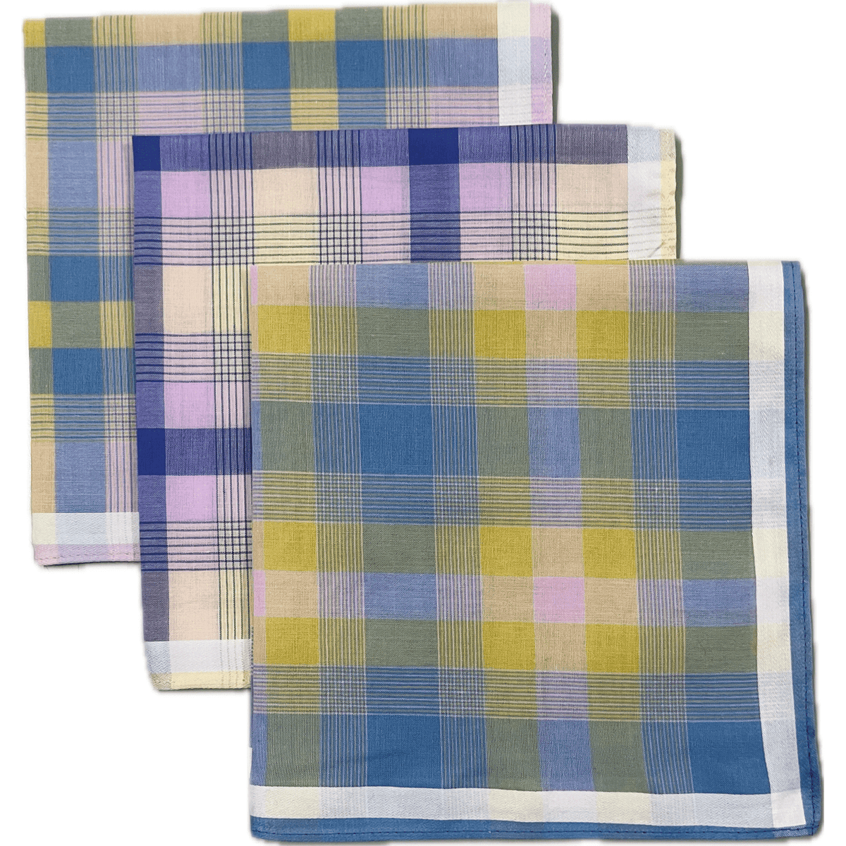 Rosedale Handkerchiefs L128C-Blue/yellow/pink edge - Mooroolbark Wool