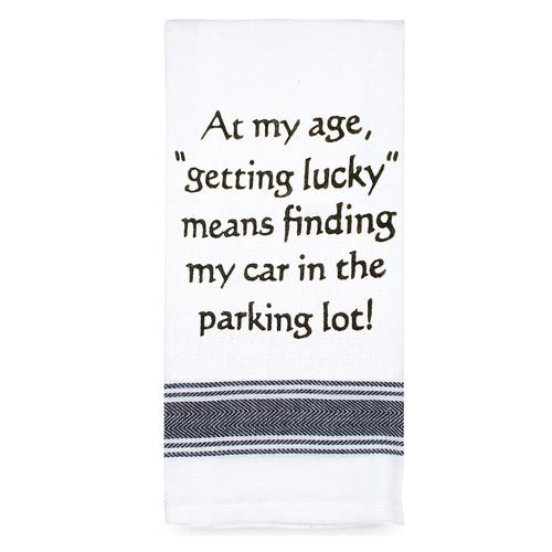 Talk'n Tea Towels - At my age getting lucky - Mooroolbark Wool