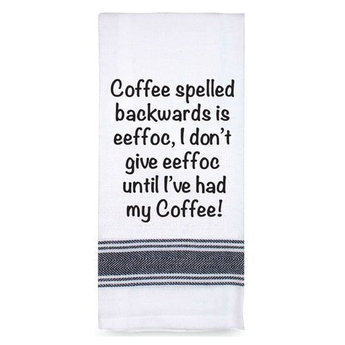 Talk'n Tea Towels - Coffee spelled backwards - Mooroolbark Wool