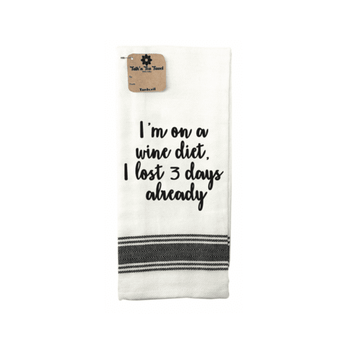 Talk'n Tea Towels - I'm on a wine diet - Mooroolbark Wool