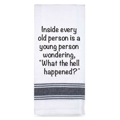 Talk'n Tea Towels - Inside every old person - Mooroolbark Wool