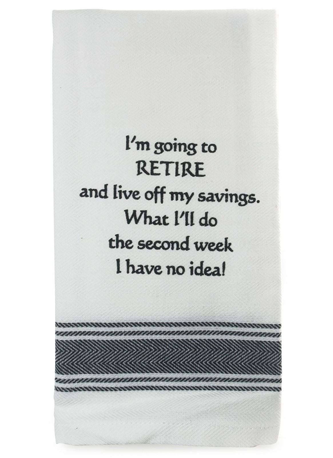 Talk'n Tea Towels - Retire and live off savings - Mooroolbark Wool