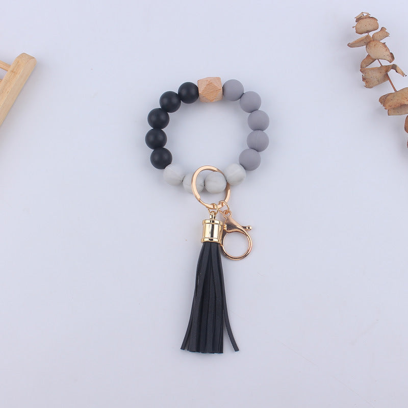 Tassel Wristlet Keychain - black