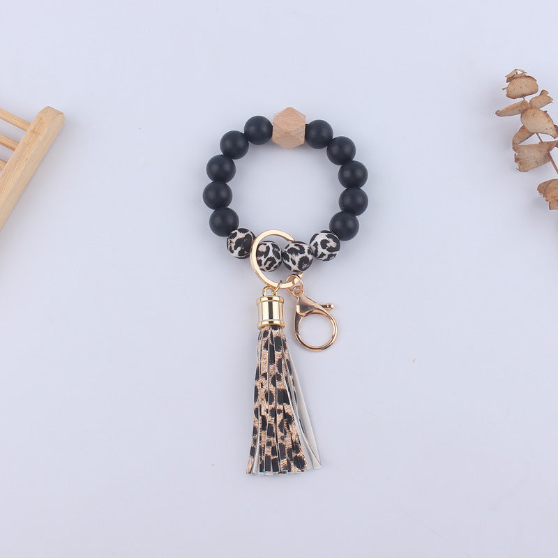 Tassel Wristlet Keychain - leopard