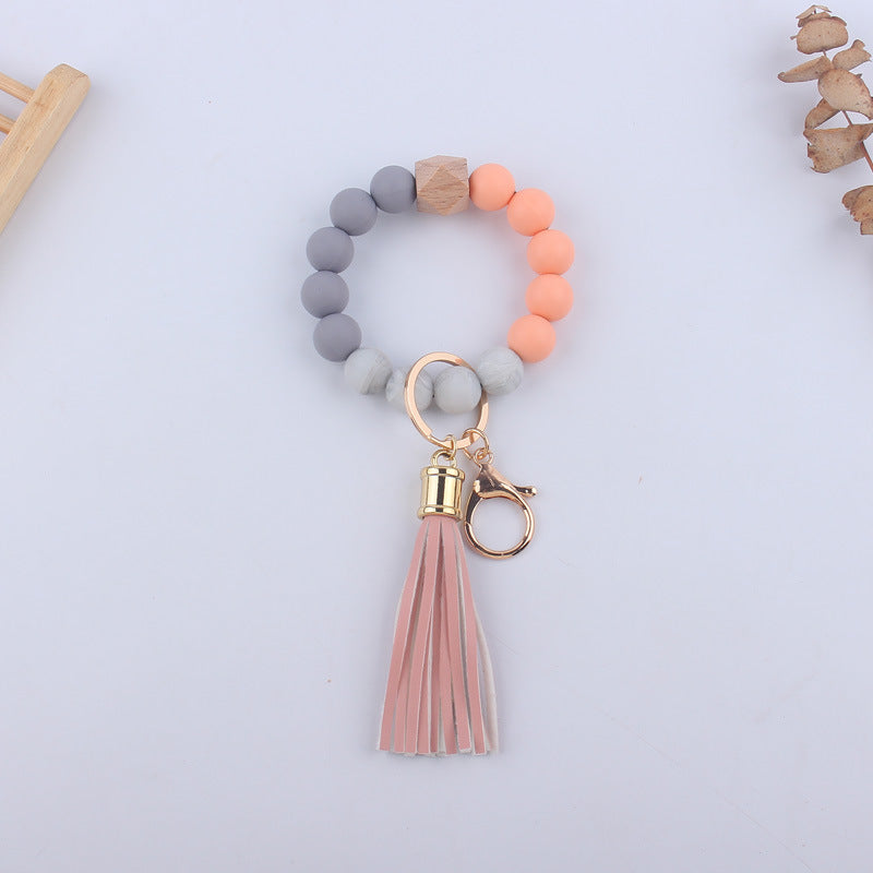 Tassel Wristlet Keychain - peach