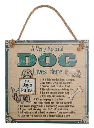 Vintage Wooden Plaque A Very Special Dog Lives Here - AHS023
