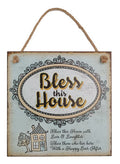 Vintage Wooden Plaque Bless This House - AHS001