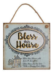 Vintage Wooden Plaque Bless This House - AHS001